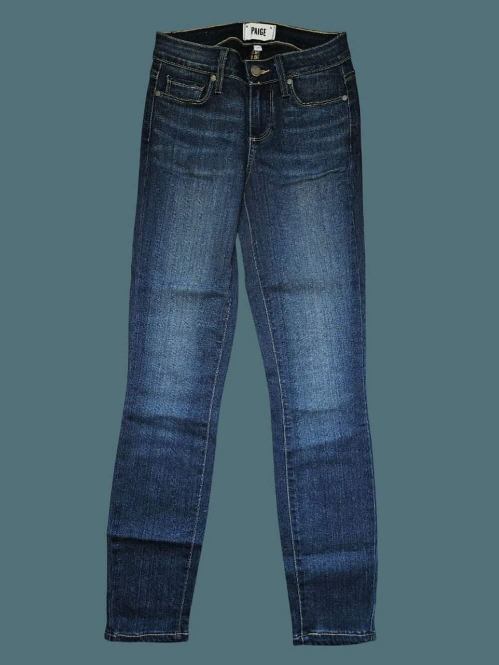 Paige Jeans Women Size 24 Verdugo Ankle Skinny Stretchy Blue Low Rise -Flaw
